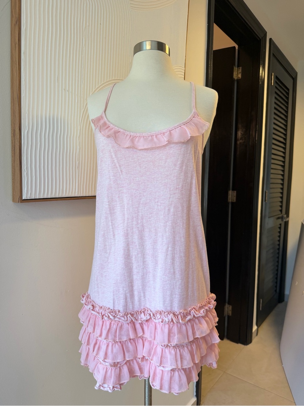 Garage Pink Ruffle-Trim Midi Dress